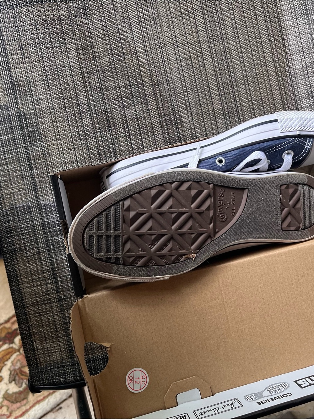 Converse High Top Sneakers in Navy and White - Picture 3 of 4